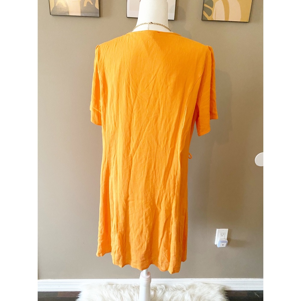 Chelsea & Violet Orange Wrap Button Dress - Picture 2 of 5